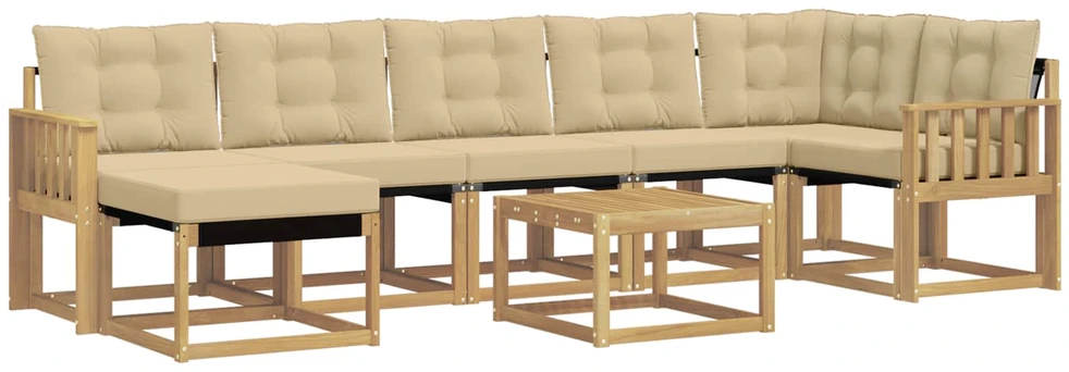 Lauko sofos komplektas 8 vnt. 7 vietos Balta ir kreminė