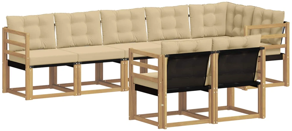 Lauko sofos komplektas 8 vnt. Balta ir kreminė