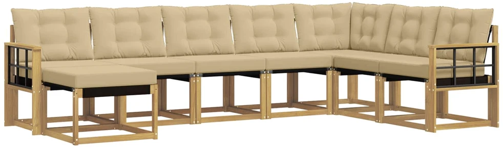 Lauko sofos komplektas 8 vnt. Balta ir kreminė