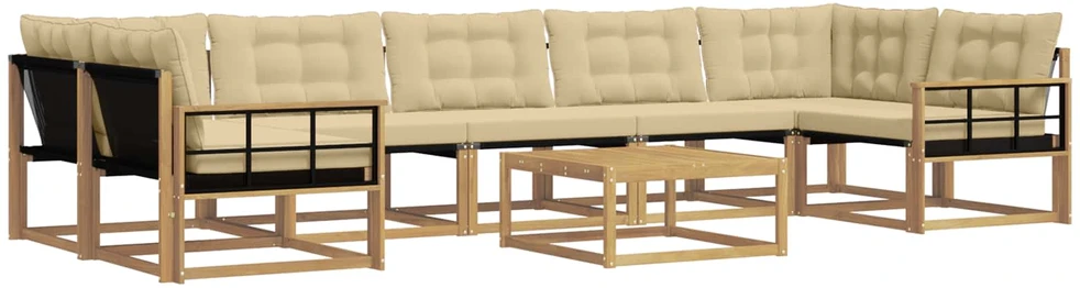 Lauko sofos komplektas 8 vnt. 7 vietos Balta ir kreminė