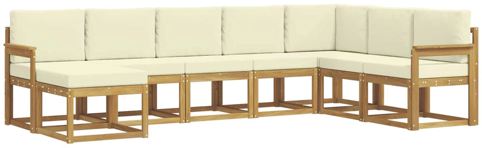 Lauko sofos komplektas 8 vnt. Balta ir kreminė