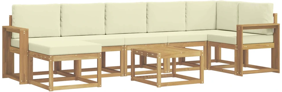 Lauko sofos komplektas 8 vnt. 7 vietos Balta ir kreminė