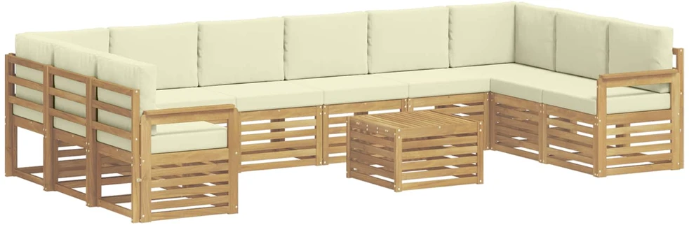 Lauko sofos komplektas 11 vnt. 10 vietos Balta ir kreminė