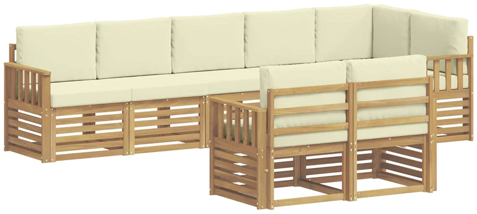 Lauko sofos komplektas 8 vnt. 8 vietos Balta ir kreminė