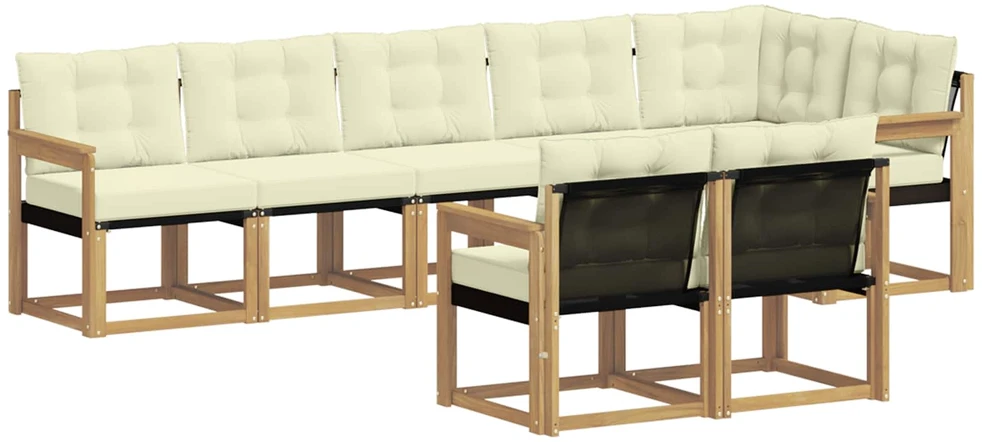 Lauko sofos komplektas 8 vnt. 7 vietos Balta ir kreminė