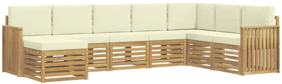 Lauko sofos komplektas 8 vnt. 8 vietos Balta ir kreminė
