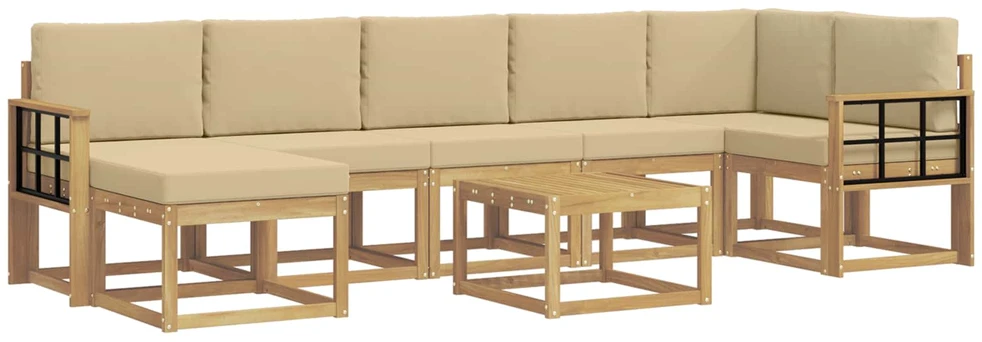 Lauko sofos komplektas 8 vnt. Balta ir kreminė Poliesteris