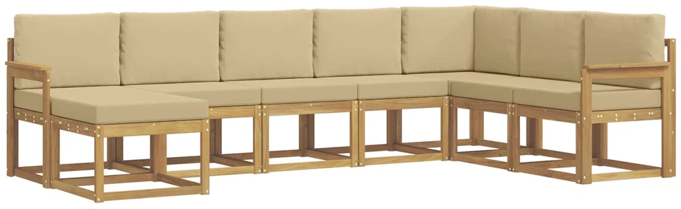 Lauko sofos komplektas 8 vnt. Balta ir kreminė
