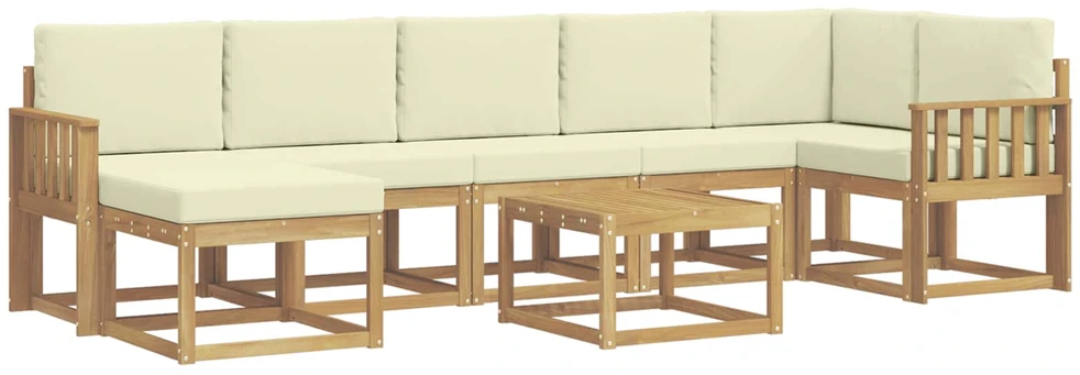 Lauko sofos komplektas 8 vnt. 7 vietos Balta ir kreminė