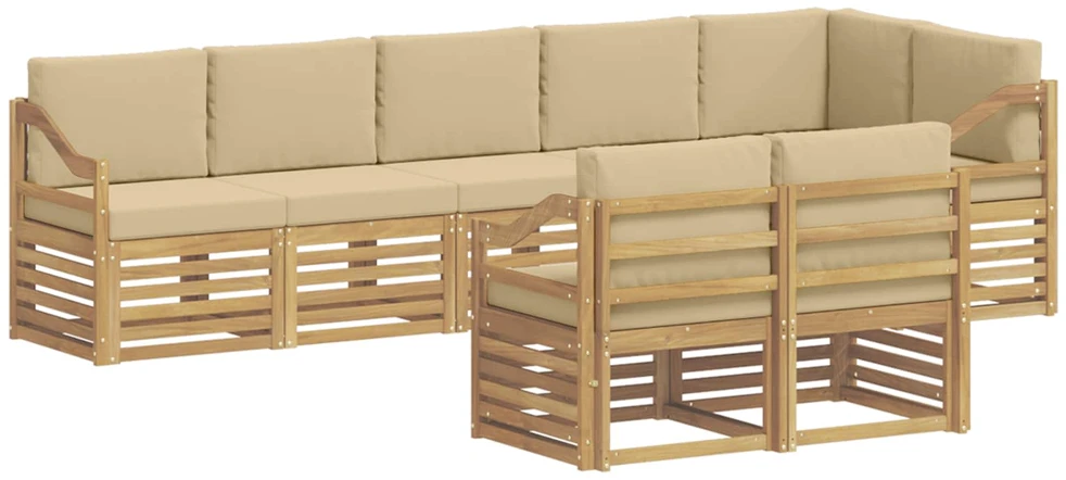 Lauko sofos komplektas 8 vnt. Balta ir kreminė Poliesteris