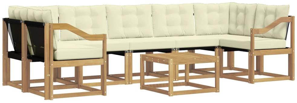 Lauko sofos komplektas 8 vnt. 7 vietos Balta ir kreminė