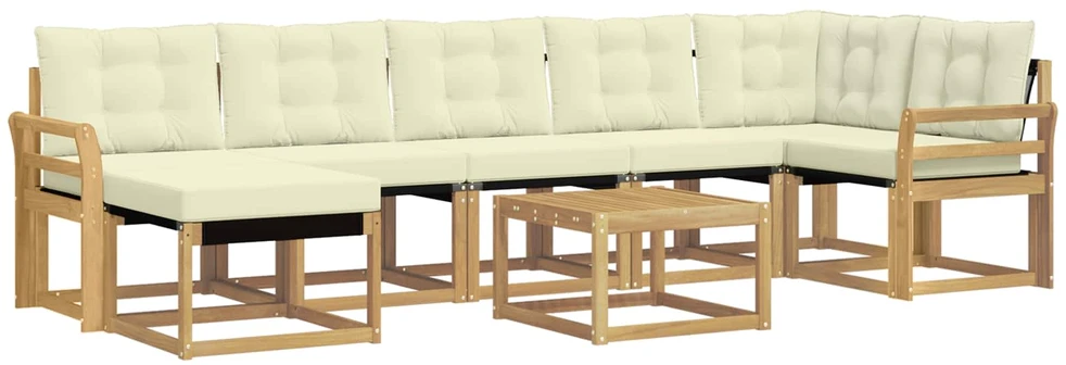 Lauko sofos komplektas 8 vnt. 7 vietos Balta ir kreminė