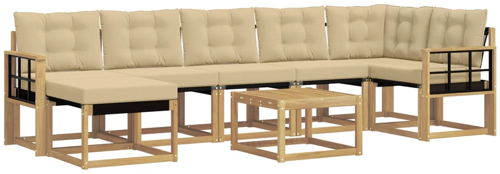Lauko sofos komplektas 8 vnt. 7 vietos Balta ir kreminė