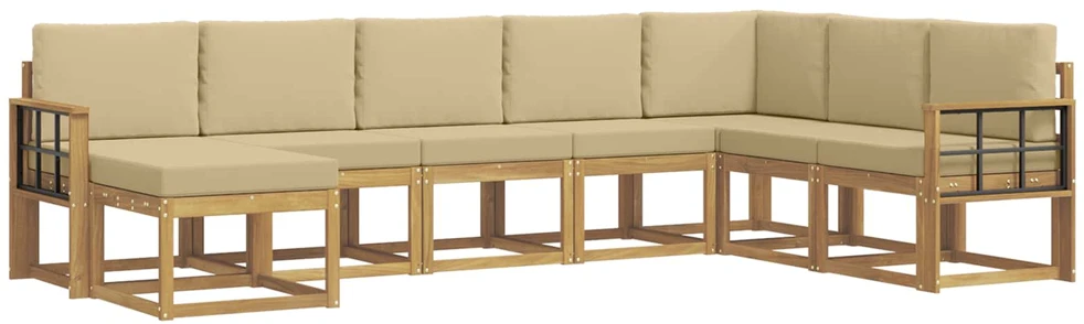 Lauko sofos komplektas 8 vnt. 8 vietos Balta ir kreminė