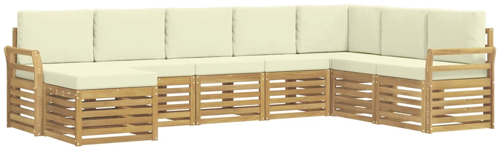 Lauko sofos komplektas 8 vnt. 8 vietos Balta ir kreminė