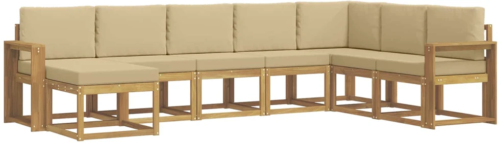 Lauko sofos komplektas 8 vnt. Balta ir kreminė