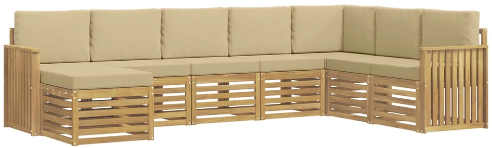 Lauko sofos komplektas 8 vnt. 8 vietos Balta ir kreminė