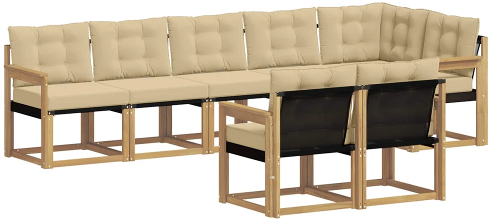 Lauko sofos komplektas 8 vnt. 7 vietos Balta ir kreminė
