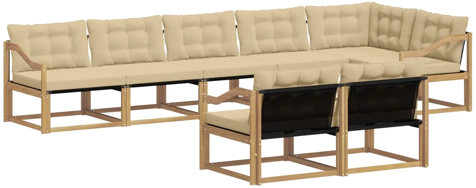 Lauko sofos komplektas 8 vnt. 8 vietos Balta ir kreminė