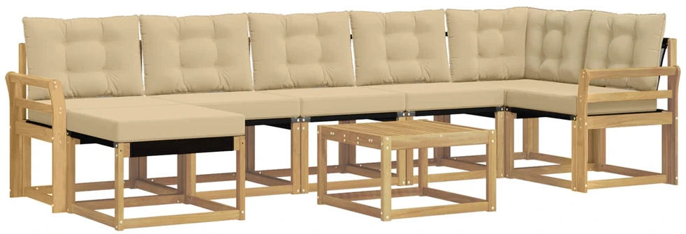 Lauko sofos komplektas 8 vnt. 7 vietos Balta ir kreminė