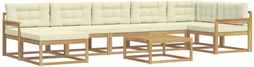 Lauko sofos komplektas 8 vnt. 7 vietos Balta ir kreminė