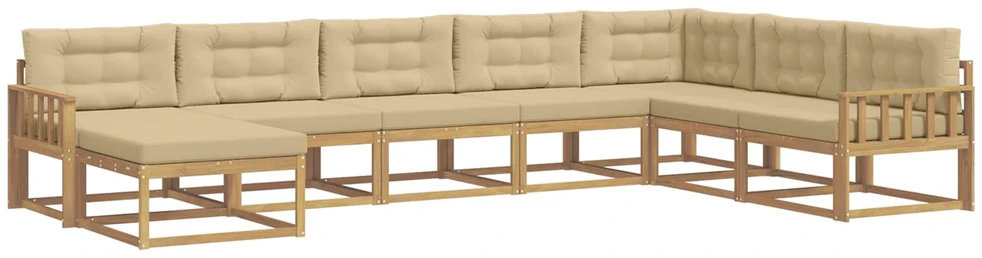 Lauko sofos komplektas 8 vnt. Balta ir kreminė