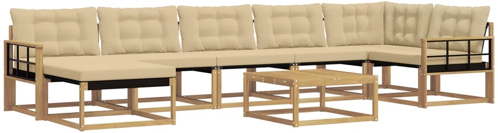 Lauko sofos komplektas 8 vnt. 7 vietos Balta ir kreminė