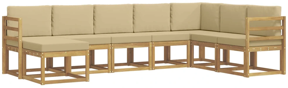 Lauko sofos komplektas 8 vnt. Balta ir kreminė
