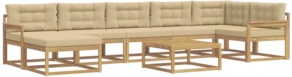Lauko sofos komplektas 8 vnt. 7 vietos Balta ir kreminė