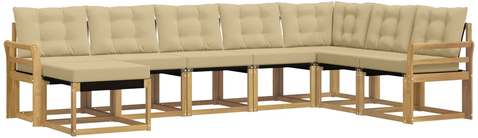 Lauko sofos komplektas 8 vnt. Balta ir kreminė
