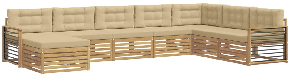 Lauko sofos komplektas 8 vnt. 7 vietos Balta ir kreminė