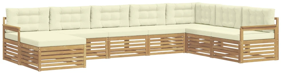 Lauko sofos komplektas 8 vnt. 7 vietos Balta ir kreminė