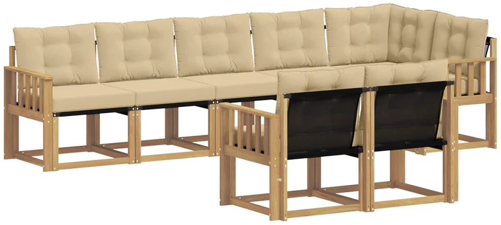 Lauko sofos komplektas 8 vnt. Balta ir kreminė