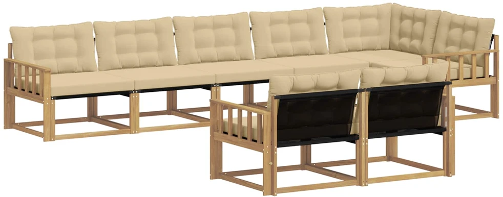 Lauko sofos komplektas 8 vnt. Balta ir kreminė