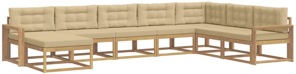 Lauko sofos komplektas 8 vnt. Balta ir kreminė