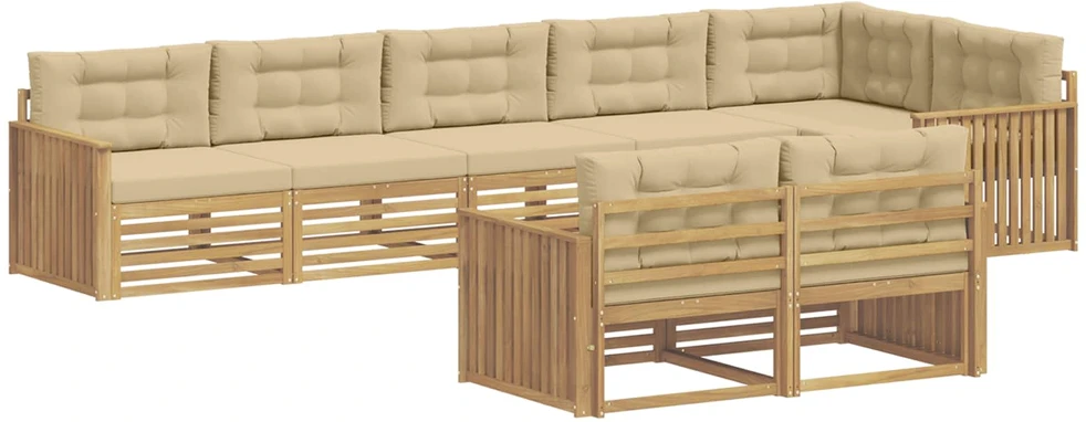Lauko sofos komplektas 8 vnt. 8 vietos Balta ir kreminė