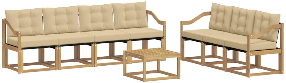 Lauko sofos komplektas 8 vnt. 7 vietos Balta ir kreminė