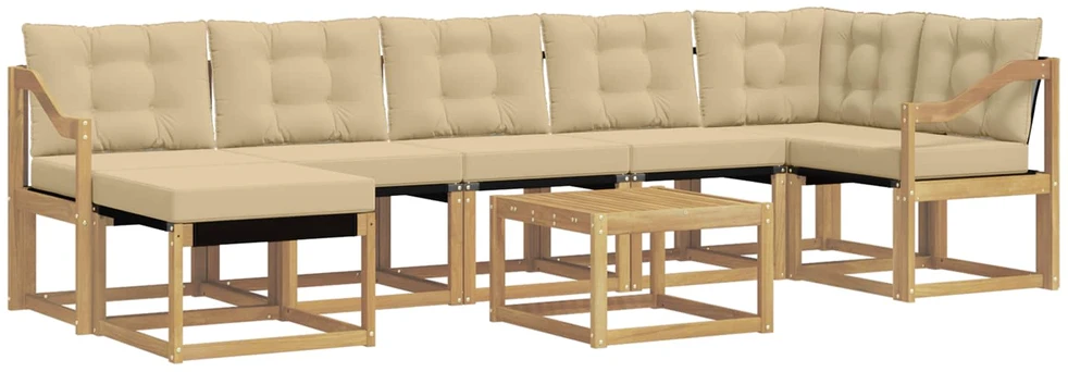 Lauko sofos komplektas 8 vnt. Balta ir kreminė
