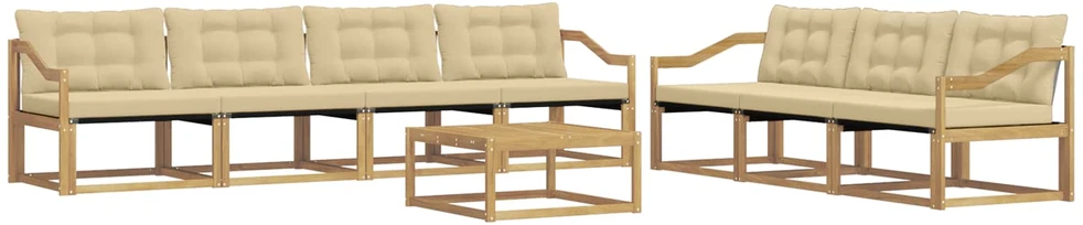 Lauko sofos komplektas 8 vnt. 7 vietos Balta ir kreminė