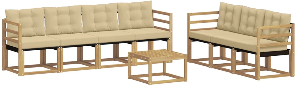 Lauko sofos komplektas 8 vnt. Balta ir kreminė