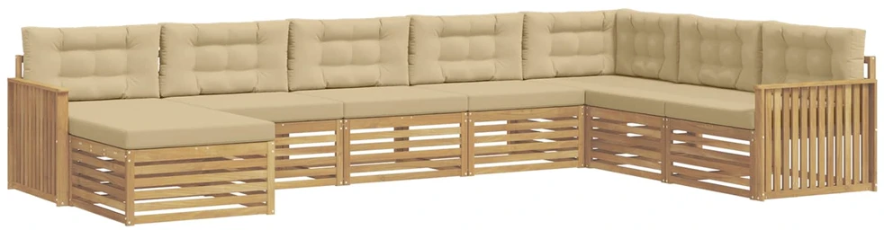 Lauko sofos komplektas 8 vnt. 7 vietos Balta ir kreminė