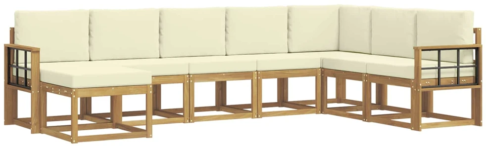 Lauko sofos komplektas 8 vnt. Balta ir kreminė