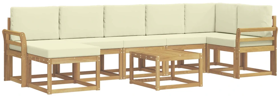 Lauko sofos komplektas 8 vnt. 7 vietos Balta ir kreminė