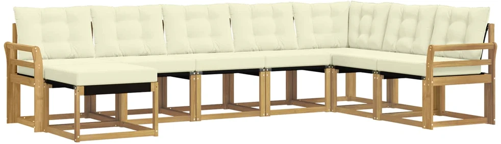 Lauko sofos komplektas 8 vnt. Balta ir kreminė