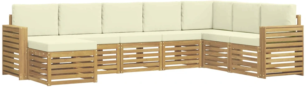 Lauko sofos komplektas 8 vnt. 8 vietos Balta ir kreminė