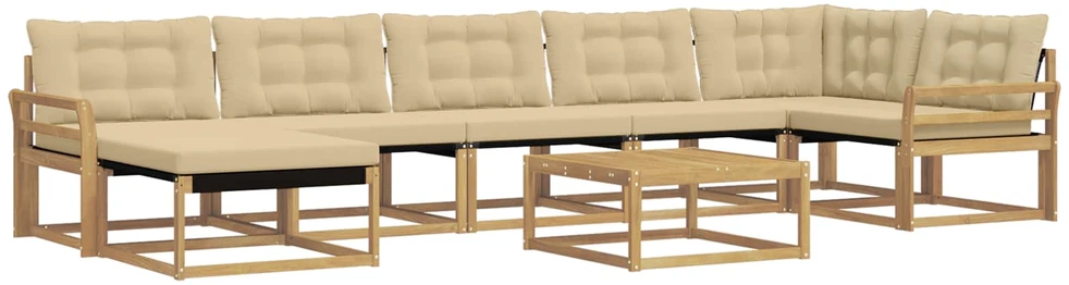 Lauko sofos komplektas 8 vnt. 7 vietos Balta ir kreminė