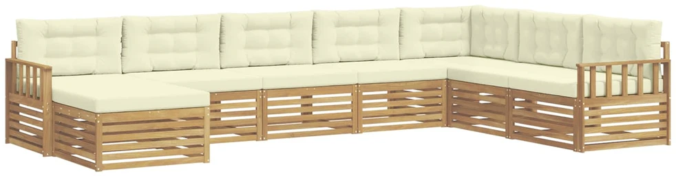 Lauko sofos komplektas 8 vnt. 7 vietos Balta ir kreminė