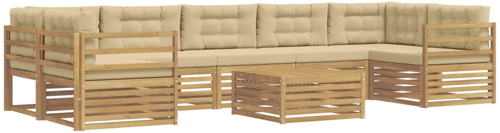 Lauko sofos komplektas 8 vnt. 7 vietos Balta ir kreminė