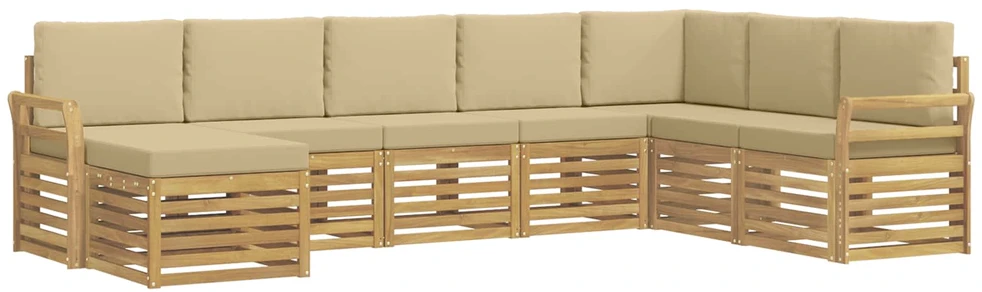 Lauko sofos komplektas 8 vnt. 8 vietos Balta ir kreminė