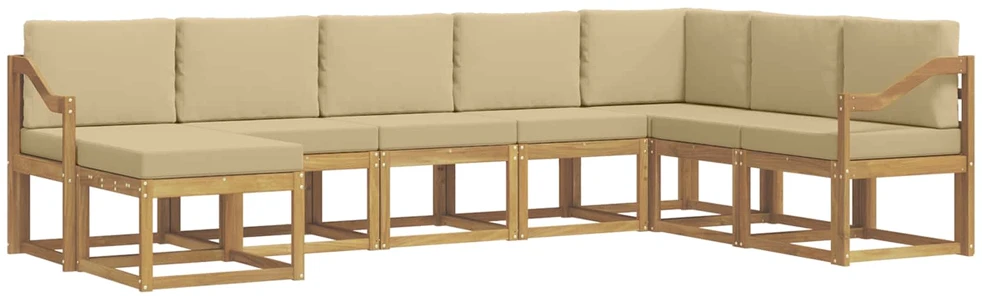 Lauko sofos komplektas 8 vnt. Balta ir kreminė